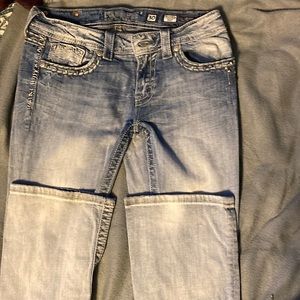 Miss Me boot cut size 30 light wash jeans.